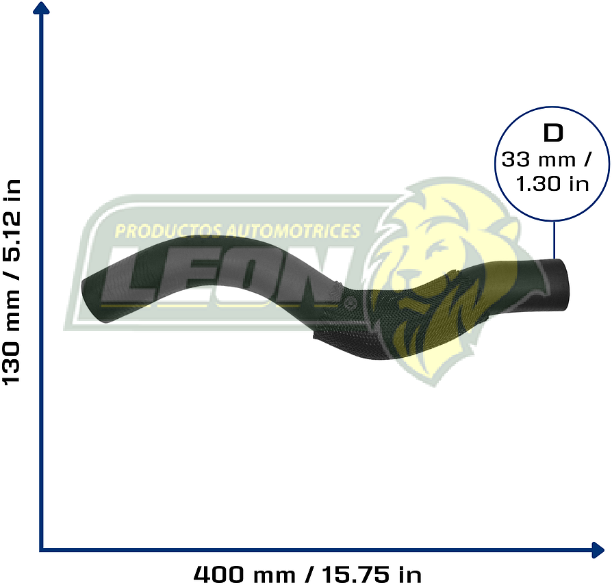 MANGUERA RAD. SUP. NISSAN SENTRA B16 L4 2.0L 07-12 (C/FORRO) (21501ZJ71B) Ø: 33 mm, L: 100x400 mm, LONGITUD: 420 mm