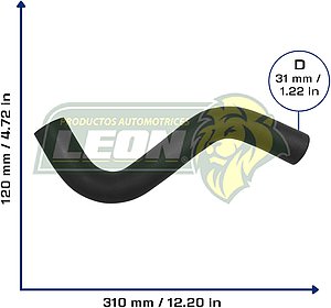 MANGUERA RAD. SUP. HONDA ACCORD L4 2.2L 90-93 (19501PTD000) Ø: 32 mm, L: 100x300 mm, LONGITUD: 370 mm