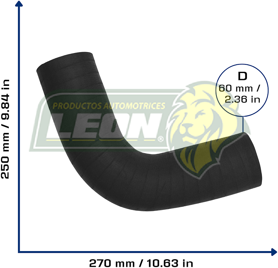 MANGUERA REFRIG. CODO 90° ØI: 64 mm, L: 200x200 mm, LONGITUD: 440 mm