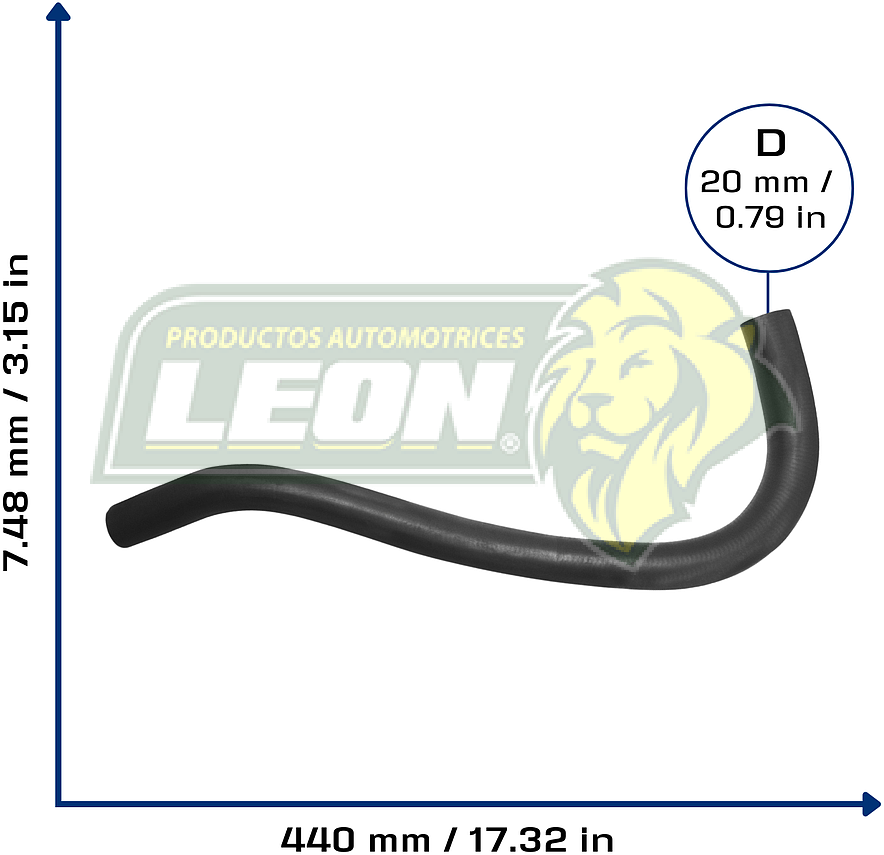 MANGUERA RAD. SUP. VW PASSAT L4 1.8L 1991, MITSUBISHI MIRAGE L4 1.5L 91-92, HONDA ACCORD L4 2.0L 96-89, CIVIC L4 1.3L 80-83 PRELUDE L4 2.0L 85-87 (19502671000) Ø: 26 mm, L: 180x500 mm, LONGITUD: 600 mm