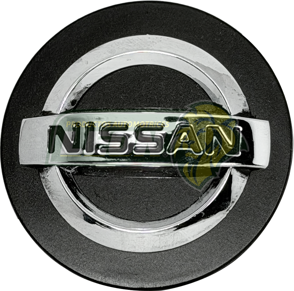 TAPONES DE RIN CENTRO Ø: 54 mm NISSAN VERSA, TIIDA, SENTRA 00-12, MICRA, MAXIMA, ALTIMA, MURANO, ROGUE, QUEST, 370Z (NEGRO-CROMO) (JGO. c/4 pz.)