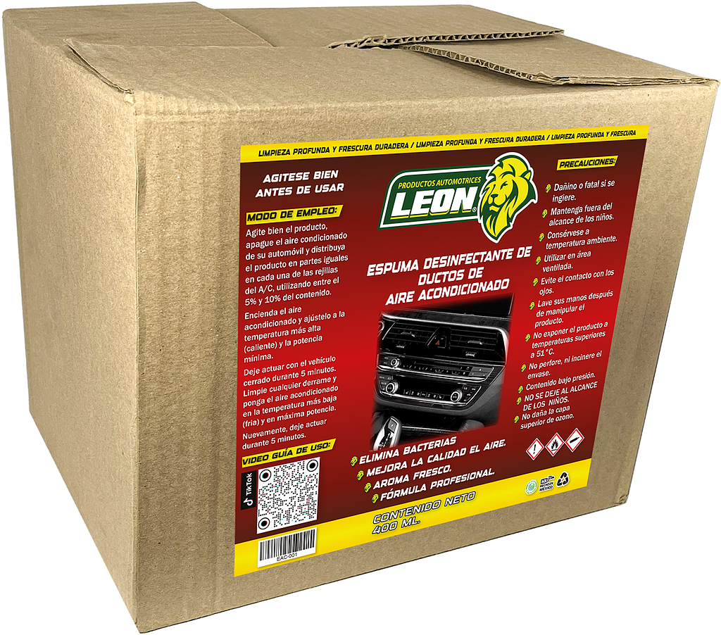 ESPUMA DESINFECTANTE P/DUCTOS DE AIRE ACONDICIONADO (LEÓN) 400 ml.