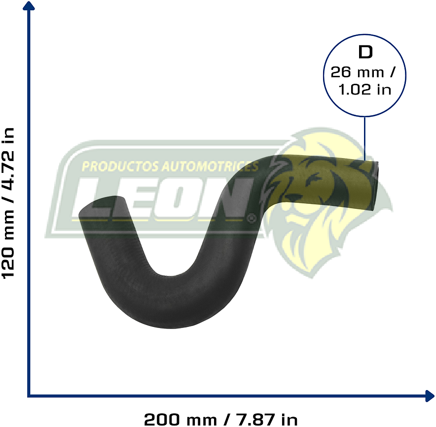 MANGUERA (521416) RAD. SUP. NISSAN 200SX 1.6L 95-98, NX 1.6L 91-93, TSUBAME 1.6L 93-04, TSURU III 1.6L 92-17 (61757, 71540, CH180011, 21918, KMA3084, 21501F4100, 21501F4200, 1657111110)ALTO: 14 cm, LARGO: 24 cm, ØI: 28 mm, ØE: 28 mm