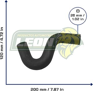 MANGUERA (521416) RAD. SUP. NISSAN 200SX 1.6L 95-98, NX 1.6L 91-93, TSUBAME 1.6L 93-04, TSURU III 1.6L 92-17 (61757, 71540, CH180011, 21918, KMA3084, 21501F4100, 21501F4200, 1657111110)ALTO: 14 cm, LARGO: 24 cm, ØI: 28 mm, ØE: 28 mm