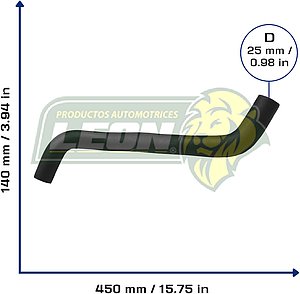 MANGUERA (521417) RAD. INF. NISSAN TSUBAME 1.6L 93-04, TSURU III 1.6L 97-17 (2023, CH180012, 21503F4100, 21503F4200, KMA3001) ALTO: 10 cm, LARGO: 40 cm, ØI: 25 mm, ØE: 25 mm