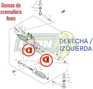 GOMA CREMALLERA DE DIRECCION G.M. AVEO, AVEO 5, PONTIAC G3 04-11 4C. 1.6L NARANJA (JGO)