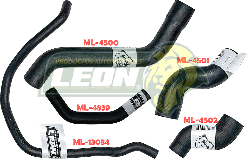 MANGUERAS MOLDEADAS DE ENFRIAMIENTO G.M. CHEVY 1.4, 1.6L 94-13 (KIT c/5 pzas.) LEÓN