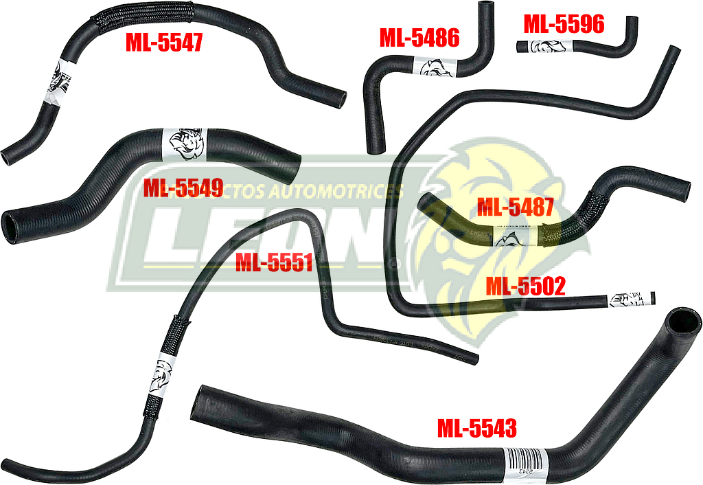 MANGUERAS MOLDEADAS DE ENFRIAMIENTO G.M. MATIZ 1.0L 11-15 (KIT c/8 pzas.) LEÓN