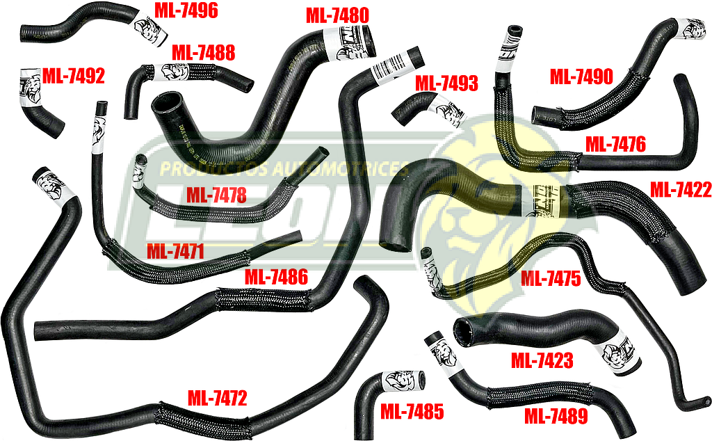 MANGUERAS MOLDEADAS DE ENFRIAMIENTO NISSAN URVAN 2.5L 09-24 (KIT c/16 pzas.) LEÓN