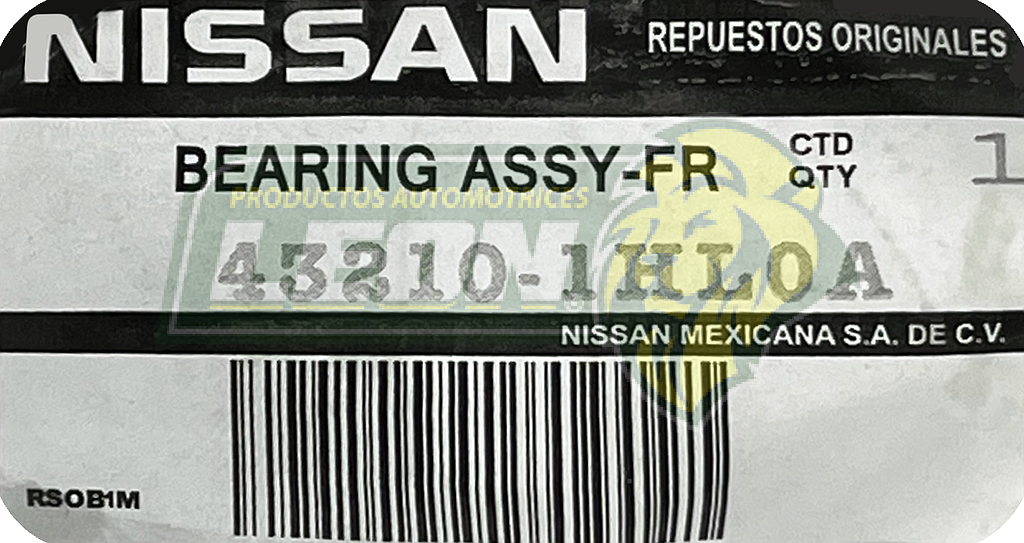 BALERO DOBLE NISSAN MARCH, VERSA, NOTE 4C 1.6L 12-19 R.T. 25x55x48 mm (43210-1HNSN)