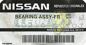BALERO DOBLE NISSAN TSURU III 92-04, SENTRA 96-00, TSUBAME 92-04, TOYOTA CAMRY 83-91, COROLA 84-87, HIGHLANDER 01-03 R.D. (107B1100, 574795A, 40210-50NSN)