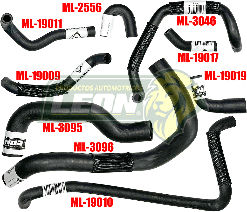 MANGUERAS MOLDEADAS DE ENFRIAMIENTO NISSAN D21 2.4L 90-08 (KIT c/9 pzas.) LEÓN