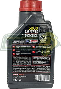 ACEITE MOTUL SEMI SINTETICO REFORZADO CON BASES HC-TECH 5000 4T 20W50 1 Lt