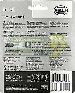 FOCO H11 HELLA BOMBILLA AMARILLO 12V 55W PREMIUM 2900K (211730941) (JGO. c/2 pzas.)