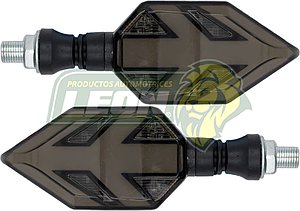 LAMPARA DIRECCIONAL PARA MOTO C/LUZ BLANCA DIURNA SECUENCIAL, CASCADA NEGRA 12V (JGO. c/2 pzas.)