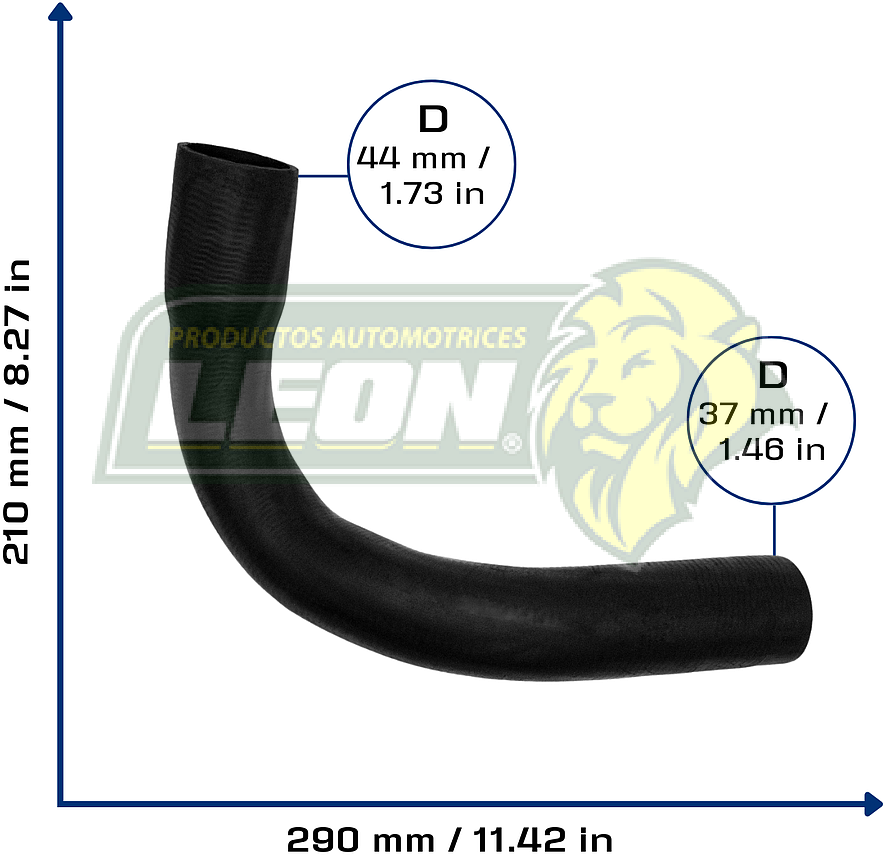 MANGUERA RAD. INF. JEEP CHEROKEE L4 2.5L 99-00, COMANCHE L4 2.5L 90-92 (1937429, 2910349, 8953000012, H0060817) Ø: 37x44 mm, L: 110x300 mm, LONGITUD: 470 mm