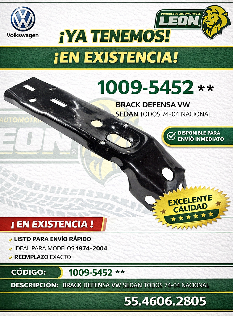 BRACK DEFENSA VW SEDAN TODOS 74-04 NACIONAL