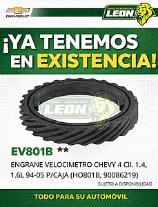 ENGRANE VELOCIMETRO CHEVY 4 Cil. 1.4, 1.6L 94-05 P/CAJA (HO801B, 90086219)