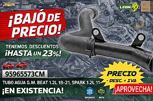 TUBO AGUA G.M. BEAT 1.2L 18-21, SPARK 1.2L 11-17 (C/MANGUERA) (42679755, 96676711, 220-010) LEON IMPORTACION