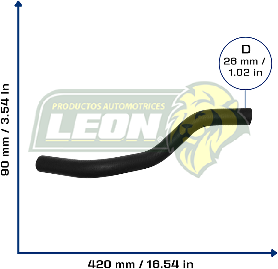 MANGUERA RAD. INF. HONDA CIVIC L4 1.7L 01-05, ACURA EL L4 1.7 03-05 (19502PLC000) Ø: 26 mm, L: 100x430 mm, LONGITUD: 480 mm