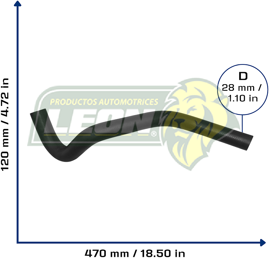 MANGUERA RAD. INF. HONDA CIVIC L4 1.3L 75-83 (2150377A00, 2150383A00, D9AE18472AA) Ø: 25 mm, L: 100x450 mm, LONGITUD: 600 mm