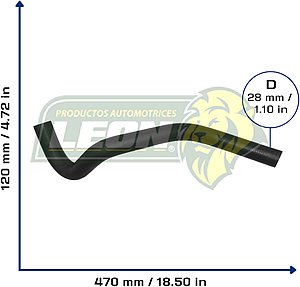 MANGUERA RAD. INF. HONDA CIVIC L4 1.3L 75-83 (2150377A00, 2150383A00, D9AE18472AA) Ø: 25 mm, L: 100x450 mm, LONGITUD: 600 mm