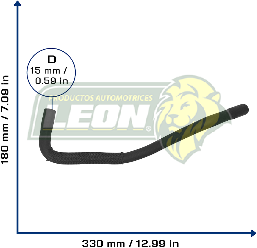 MANGUERA REFRIG. VW GOLF A4 L4 2.0L 96-99, JETTA A3 L4 2.0L 96-99, CABRIO L4 2.0L 96-02, M. BENZ L4 2.0 96-99 (1H0121109R) Ø: 15 mm, L: 140x350 mm, LONGITUD: 48 mm