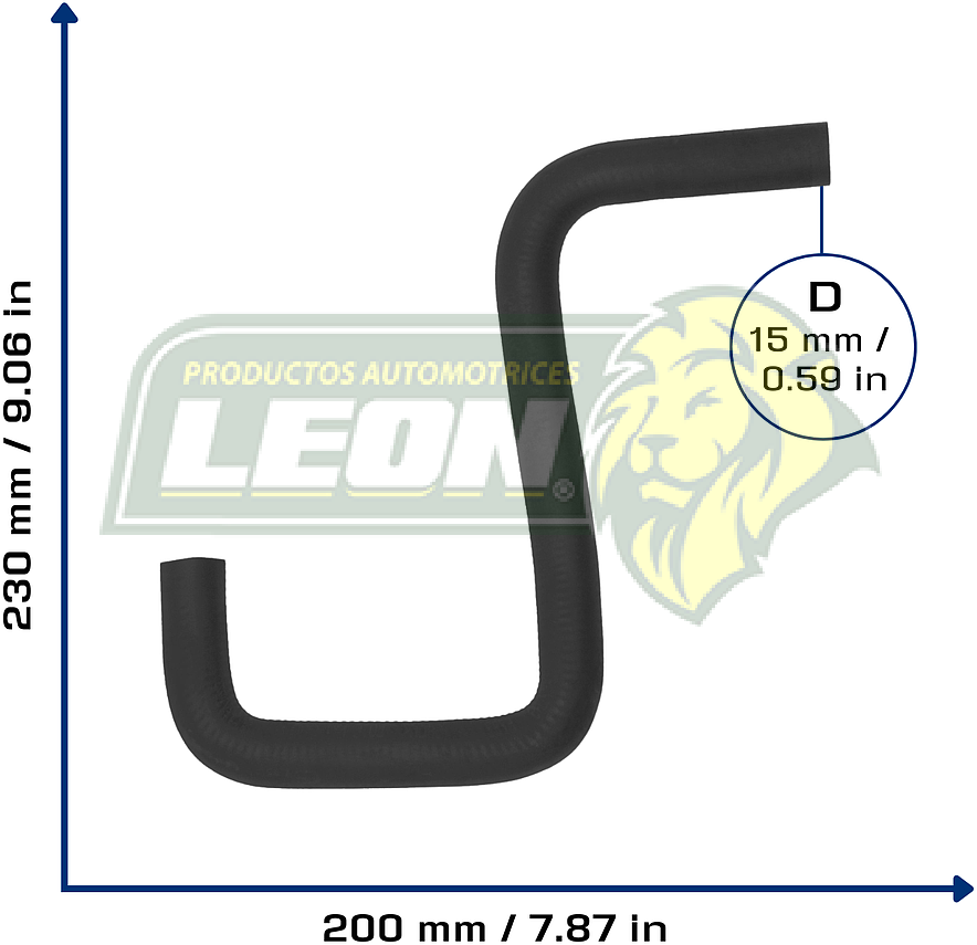 MANGUERA REFRIG. VW JETTA A6 L4 2.0L 11-16, PASSAT L4 2.0L 05-10 (1K0121096R) (MOTOR A RADIADOR DE ACEITE) Ø: 15 mm, L: 200x200 mm, LONGITUD: 420 mm