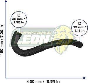 MANGUERA RAD. SUP. DODGE DAKOTA L4 2.5L 96-99 (52028746) Ø: 20x38 mm, L:250x500 mm, LONGITUD: 620 mm