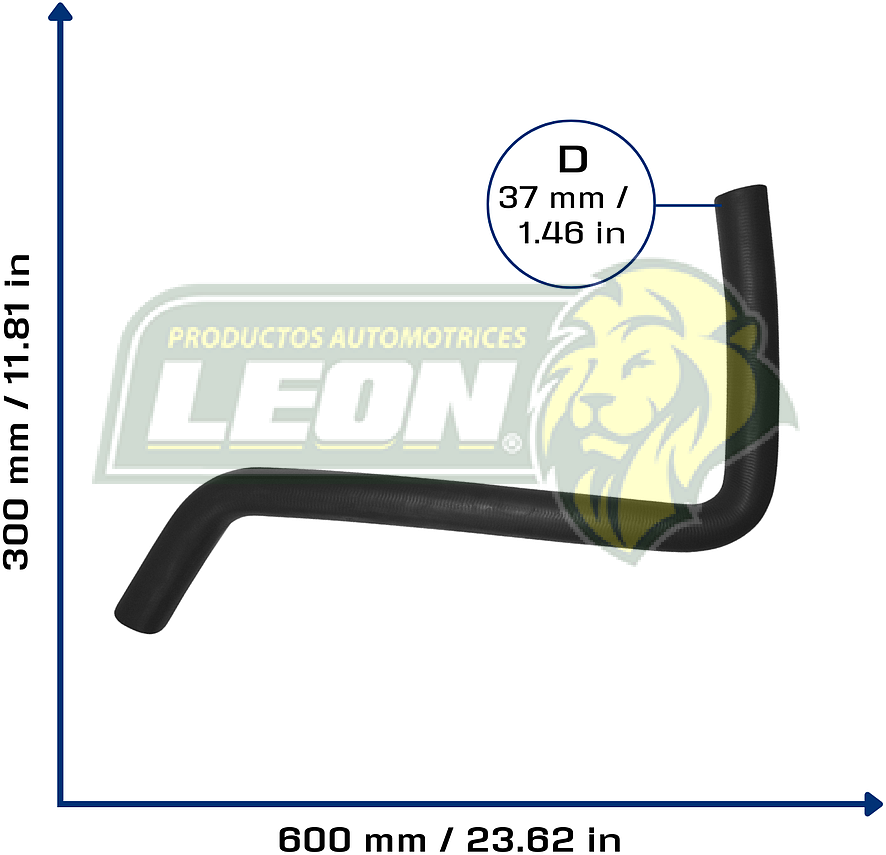 MANGUERA RAD. SUP. FORD EDGE V6 3.5L 11-14, EXPLORER V6 3.5L 13-19, TAURUS V6 3.5L 08-19, LINCOLN MKS V6 3.7L 09-16, MKX V6 3.7L 11-15, MERCURY SABLE V6 3.5L 08-09 (BB538260AF)Ø: 37 mm, L: 300x600 mm, LONGITUD: 1000 mm
