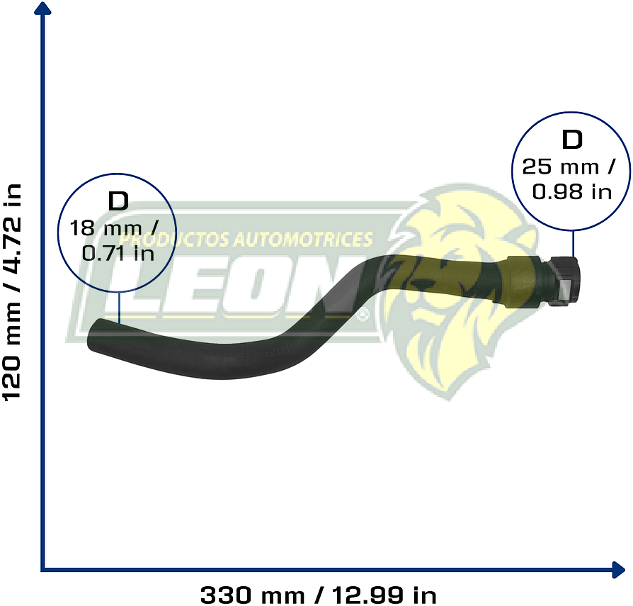 MANGUERA CALEFACCION FORD ECOSPORT L4 2.0L 12-16 (CN1518K579AB) Ø: 18 mm, L: 100x350 mm, LONGITUD: 400 mm