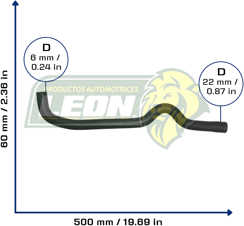 MANGUERA CALEFACCION SALIDA RENAULT MEGANE I L4 1.6L 97-02, M. BENZ L4 1.6 97-02 (7702224641) Ø: 54 mm, L: 120x460 mm, LONGITUD: 54 mm