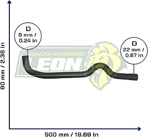 MANGUERA CALEFACCION SALIDA RENAULT MEGANE I L4 1.6L 97-02, M. BENZ L4 1.6 97-02 (7702224641) Ø: 54 mm, L: 120x460 mm, LONGITUD: 54 mm