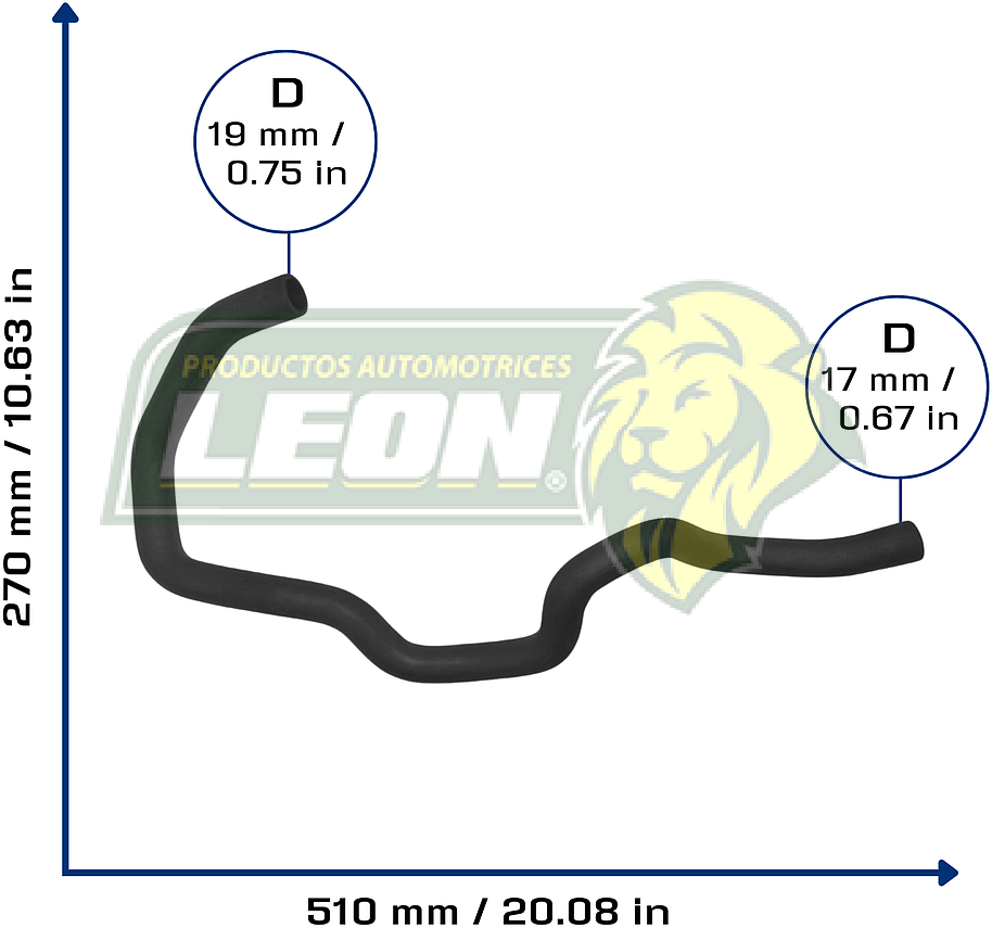 MANGUERA CALEFACCION SALIDA RENAULT MEGANE I L4 2.0L 01-03, M. BENZ L4 2.0 01-03 (8200053068) Ø: 20x22 mm, L: 250x550 mm, LONGITUD: 850 mm