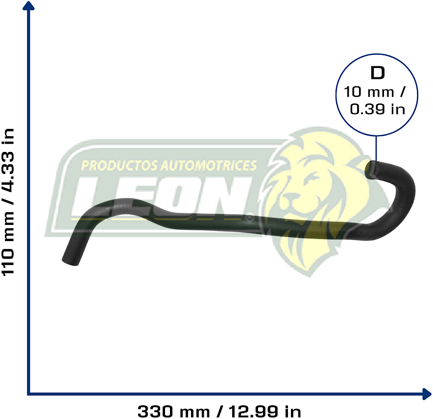 MANGUERA RETORNO DH RENAULT MEGANE I L4 2.0L 01-03, M. BENZ L4 2.0 01-03 (8200040730) Ø: 10 mm, L: 80x340 mm, LONGITUD: 450 mm
