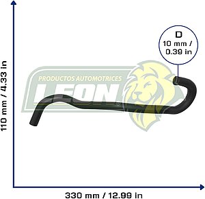 MANGUERA RETORNO DH RENAULT MEGANE I L4 2.0L 01-03, M. BENZ L4 2.0 01-03 (8200040730) Ø: 10 mm, L: 80x340 mm, LONGITUD: 450 mm