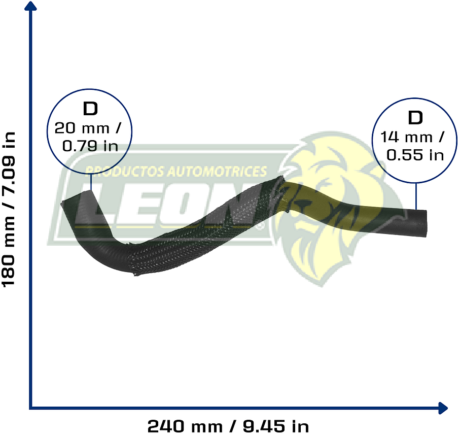 MANGUERA REFRIG. FORD RANGER L4 2.2L 15-17 (RADIADOR DE ACEITE) (AB396B850AC, 1720647, 1730124) Ø: 15x20 mm, L: 50x300 mm, LONGITUD: 320 mm
