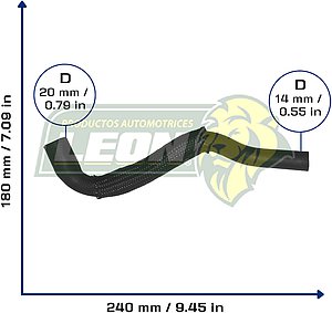 MANGUERA REFRIG. FORD RANGER L4 2.2L 15-17 (RADIADOR DE ACEITE) (AB396B850AC, 1720647, 1730124) Ø: 15x20 mm, L: 50x300 mm, LONGITUD: 320 mm