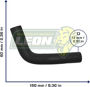 MANGUERA CALEFACCION DODGE RAM PROMASTER RAPID L4 1.4L 17-21, M. BENZ L4 1.4 13-19, FIAT MOBI L4 1.0L 16-20, UNO L4 1.4L 13-19 (51858425) Ø: 15x13 mm, L: 60x160 mm, LONGITUD: 190 mm
