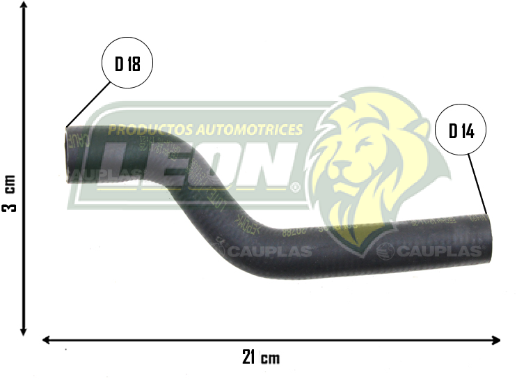 MANGUERA RAD. G.M. ONIX L3 1.0L 21-24 (26213961) Ø:18x14 mm, L: 30x210 mm