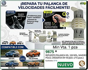 REPUESTO PALANCA VEL. VW GOL, SAVEIRO, POLO, CROSSFOX 09-18 (JGO. c/16 pzas.)