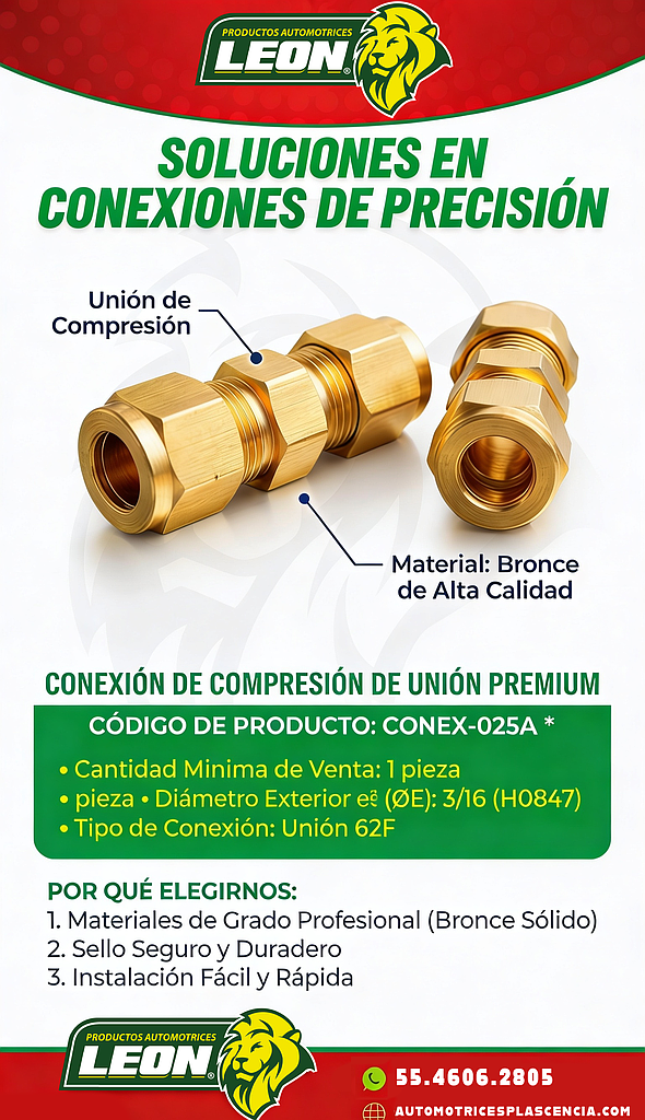 CONEXION COMPRESION UNION (62F) ØE DE TUBO: 1/2