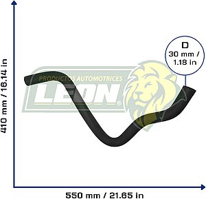 MANGUERA RAD. SUP. G.M. P30 V6 4.3L 96-99, GMC P3500 V6 4.3L 96-99 (15981956, 15734122) Ø: 37 mm, L: 350x470 mm, LONGITUD: 830 mm