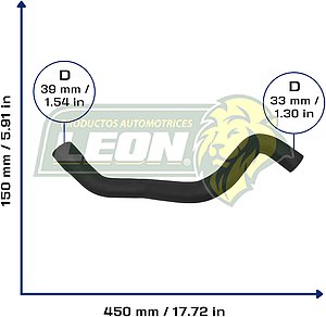 MANGUERA RAD. INF. G.M. CORSA L4 1.8L 06-09, TORNADO L4 1.8L 06-12 (93378133) Ø: 33x39 mm, L: 150x450 mm, LONGITUD: 580 mm