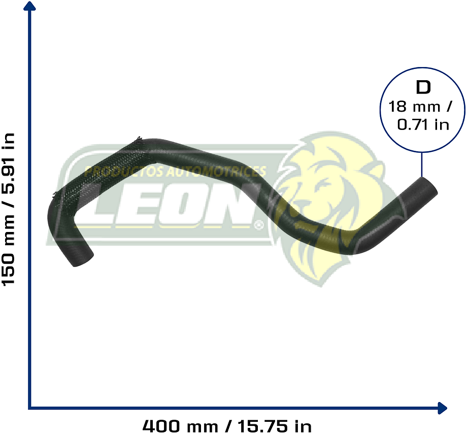 MANGUERA CALEFACCION ENTRADA G.M. OPTRA L4 1.8L 06-07 (96475078) Ø: 18 mm, L: 150x400 mm, LONGITUD: 620 mm