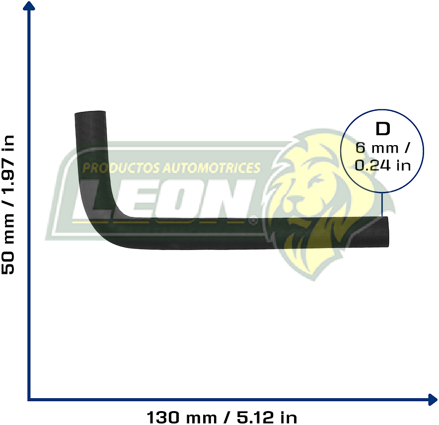 MANGUERA CUERPO DE ACEL. NISSAN D21 X-TERRA 2.4L 00-04  REFRIGERACIÓN (10036781, 94849896,807607072, 1626173070, 1626716040) Ø: 6 mm, L: 50x130 mm, LONGITUD: 170 mm