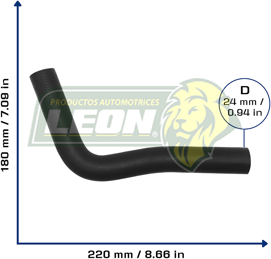 MANGUERA RAD. SUP. NISSAN SENTRA B13 L4 1.6L 1990, HONDA CIVIC L4 1.6L 88-91 (19501PM3000) Ø: 26 mm, L: 150x250 mm, LONGITUD: 350 mm