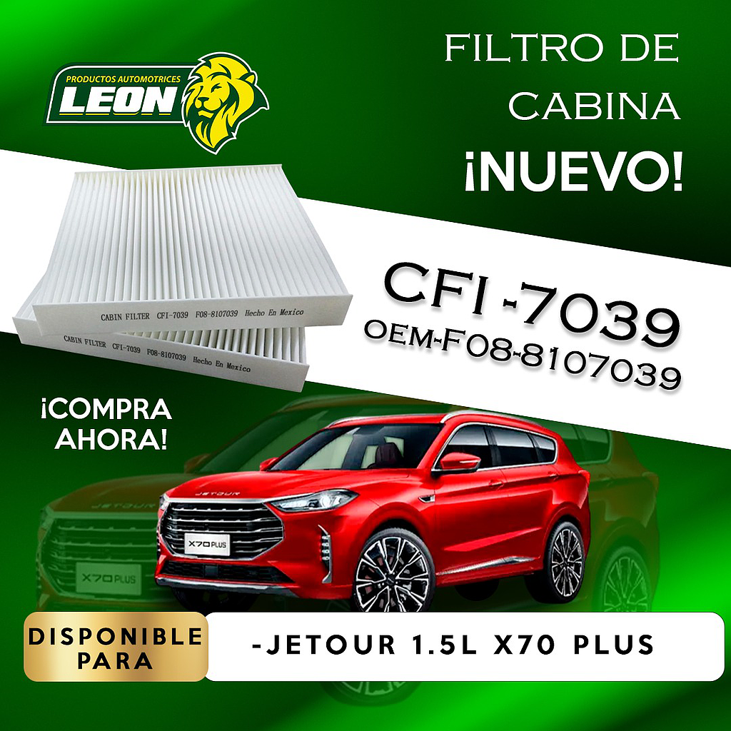 FILTRO CABINA JETOUR X70 PLUS 1.5L 2024