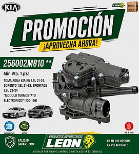 TOMA AGUA KIA K5 1.6L 21-24, SORENTO 1.6L 21-23, SPORTAGE 1.6L 23-24 “MODULO TERMOSTATO ELECTRONICO” (100-166)