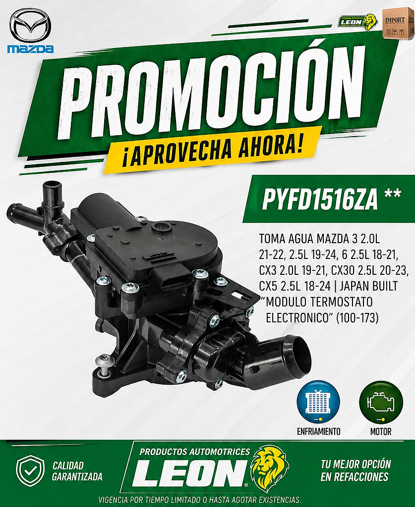 TOMA AGUA MAZDA 3 2.0L 21-22, 2.5L 19-24, 6 2.5L 18-21, CX3 2.0L 19-21, CX30 2.5L 20-23, CX5 2.5L 18-24 JAPAN BUILT “MODULO TERMOSTATO ELECTRONICO” (100-173)